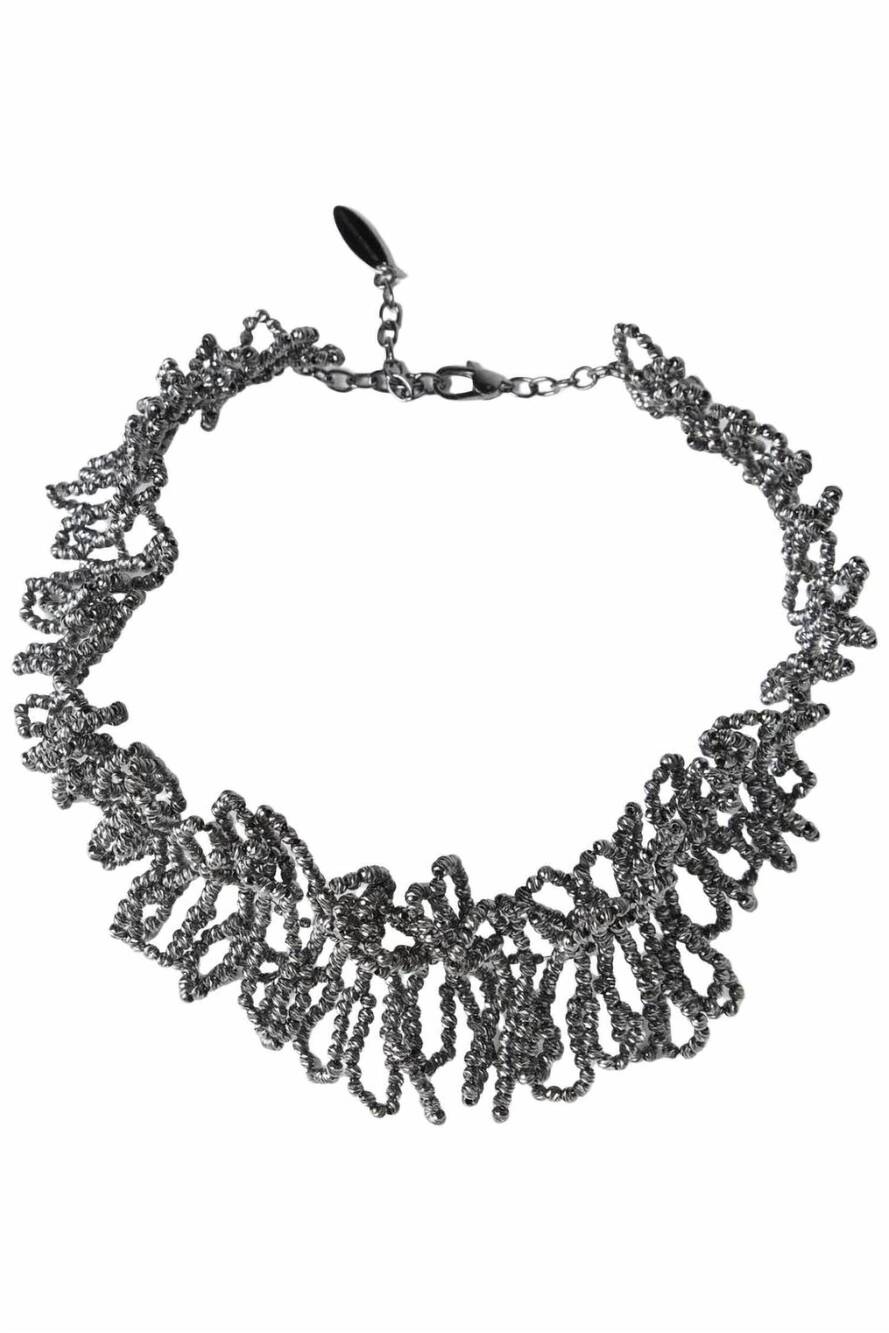 NEW BRUNELLO CUCINELLI women's monili beads necklace in silver